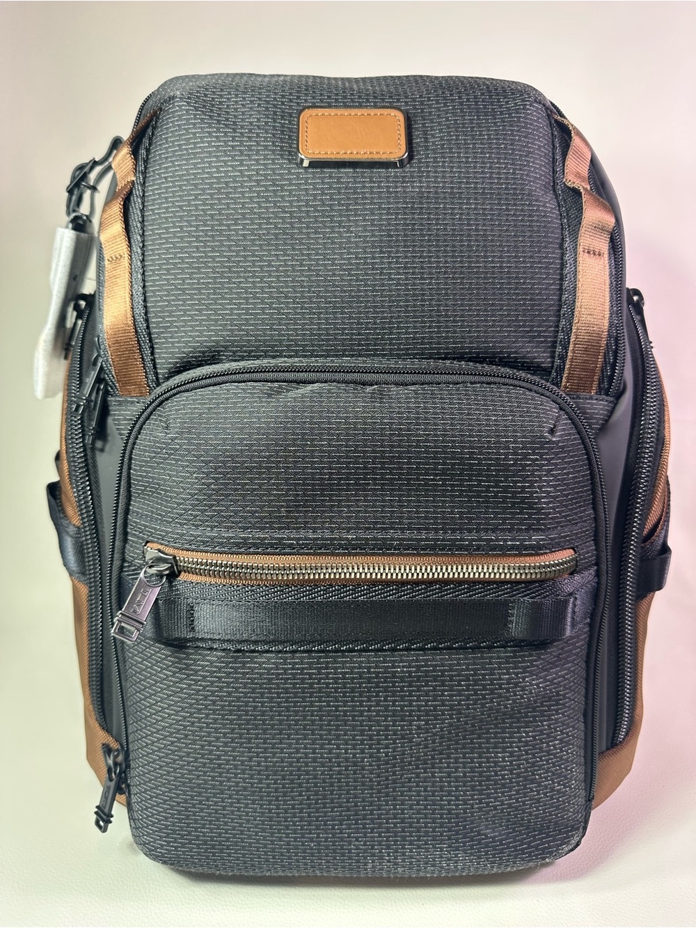 New Men’s TUMI Alpha Bravo Search Backpack Rucksack Black Brown Nylon Leather